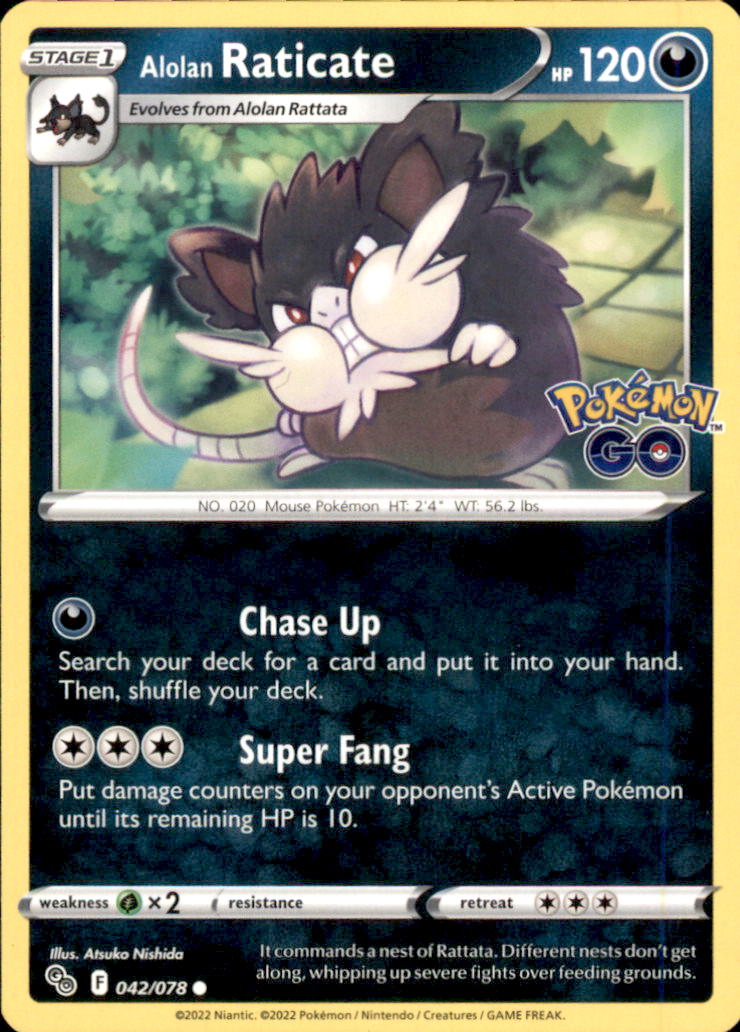 Alolan Raticate Common Pokemon GO 042/078 NM