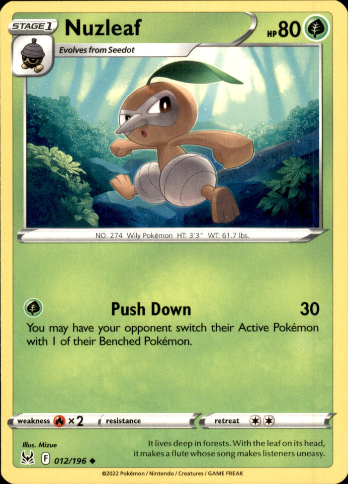 Nuzleaf Uncommon SWSH11: Lost Origin 012/196 NM