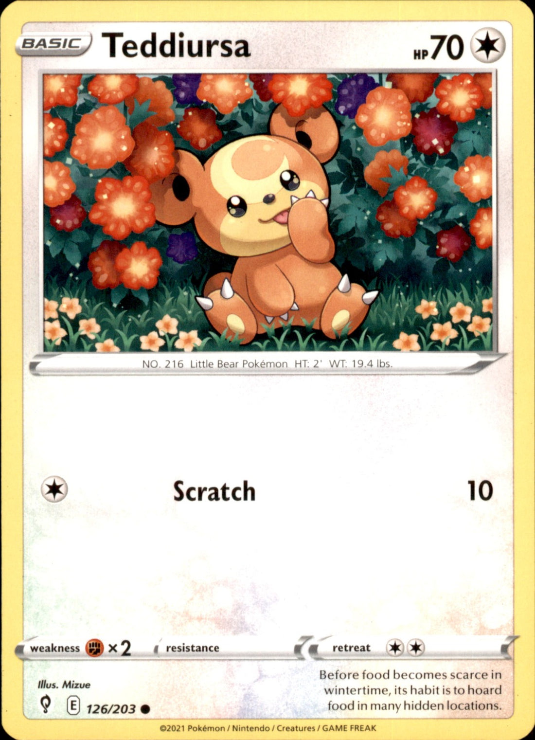 Teddiursa Common SWSH07: Evolving Skies 126/203 NM