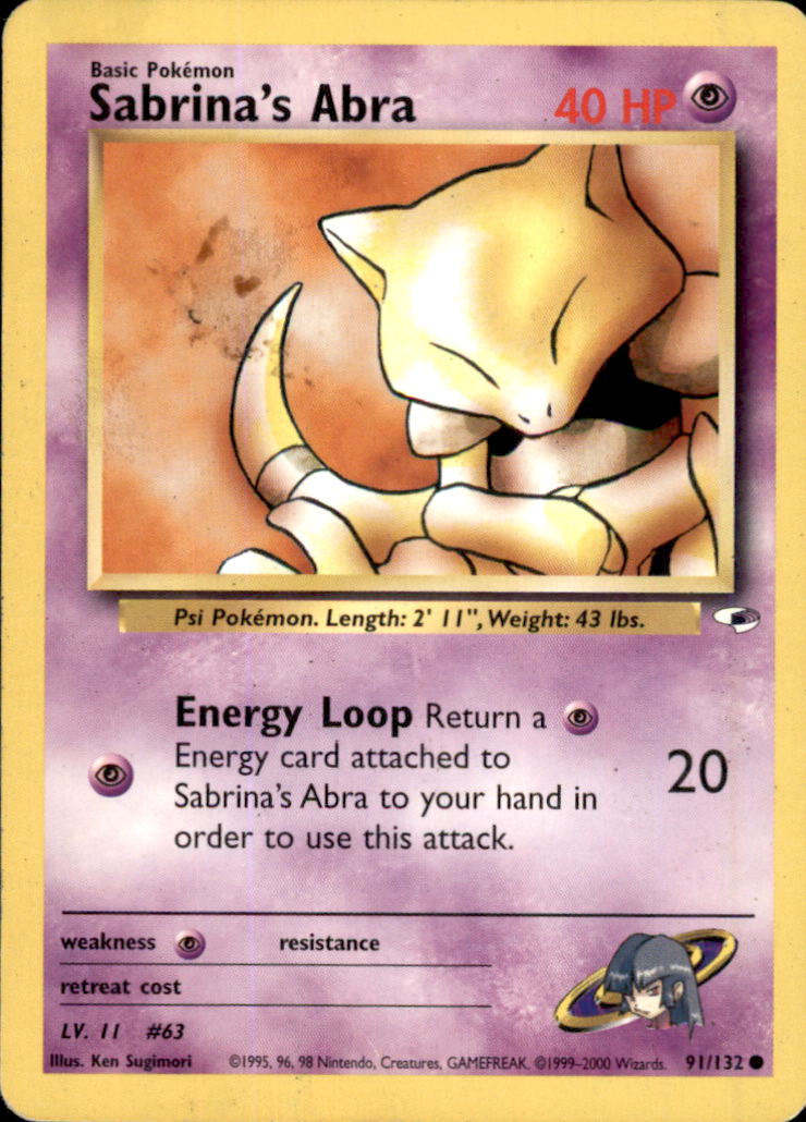 Sabrina's Abra Unlimited Common Gym Heroes 091/132 LP