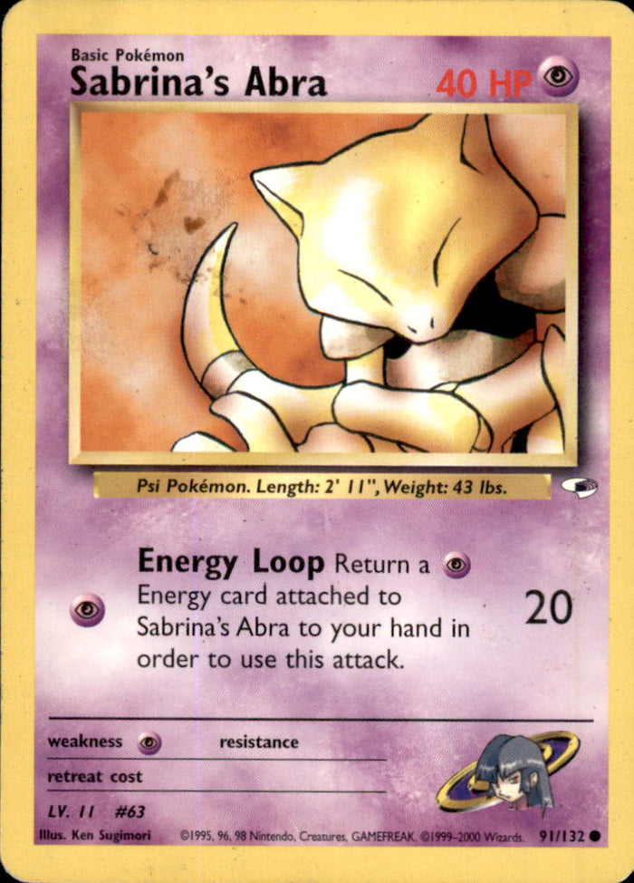 Sabrina's Abra Unlimited Common Gym Heroes 091/132 LP