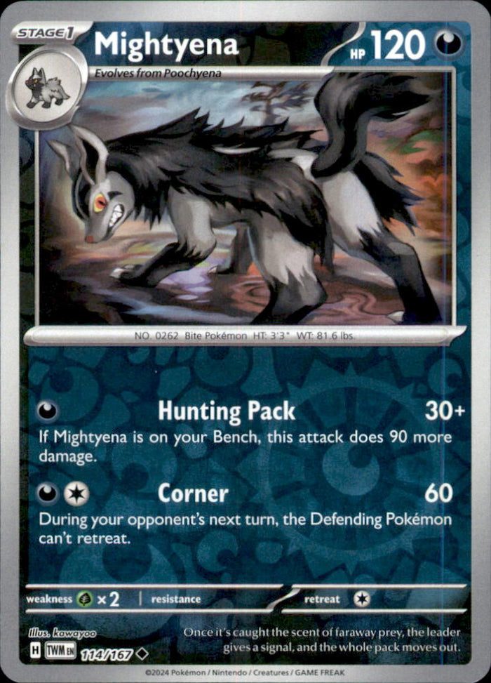 Mightyena Reverse Holo Uncommon SV06: Twilight Masquerade 114/167 NM