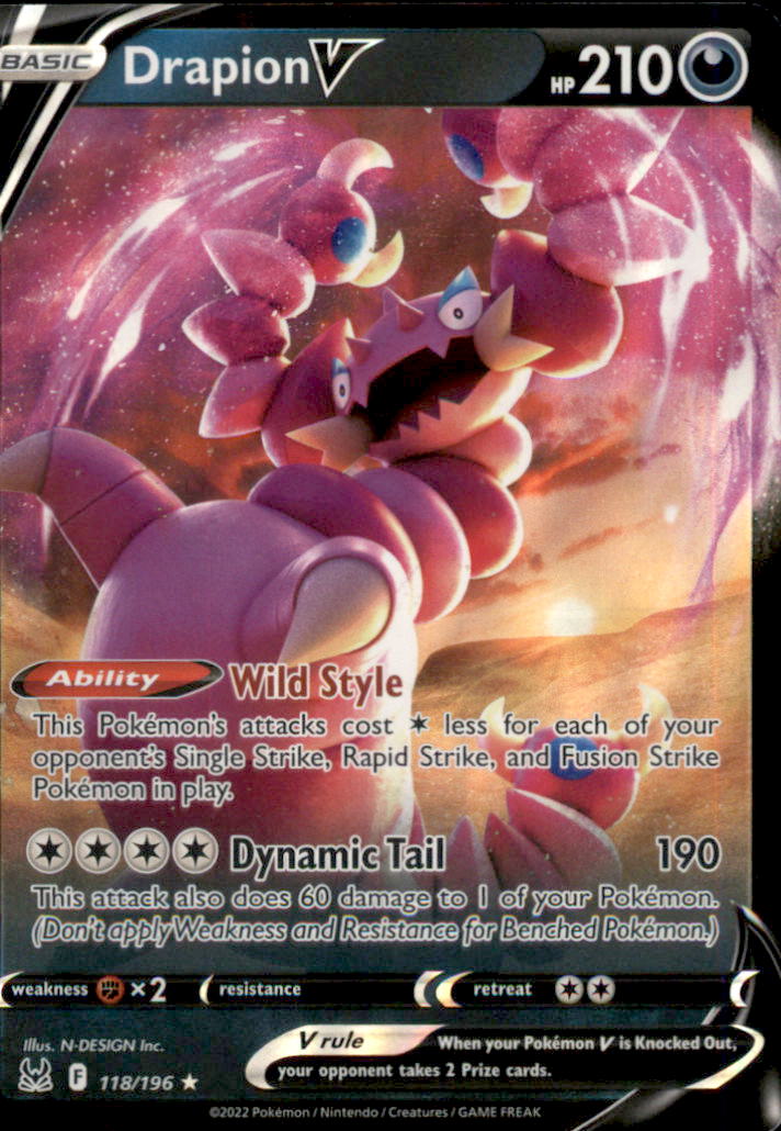Drapion V Holo Ultra Rare SWSH11: Lost Origin 118/196 NM