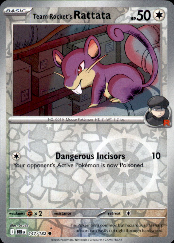 Team Rocket's Rattata Reverse Holo Common SV10: Destined Rivals 147/182 NM