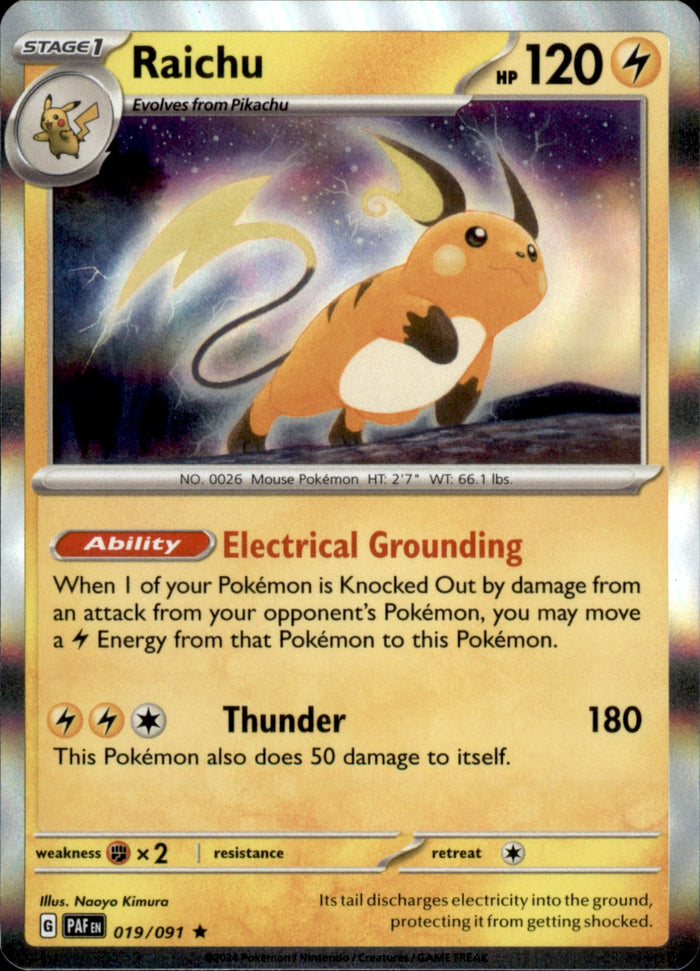 Raichu Holo Rare SV: Paldean Fates 019/091 NM