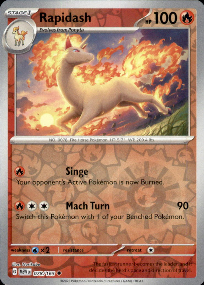 Rapidash Reverse Holo Uncommon SV: Scarlet & Violet 151 078/165 NM