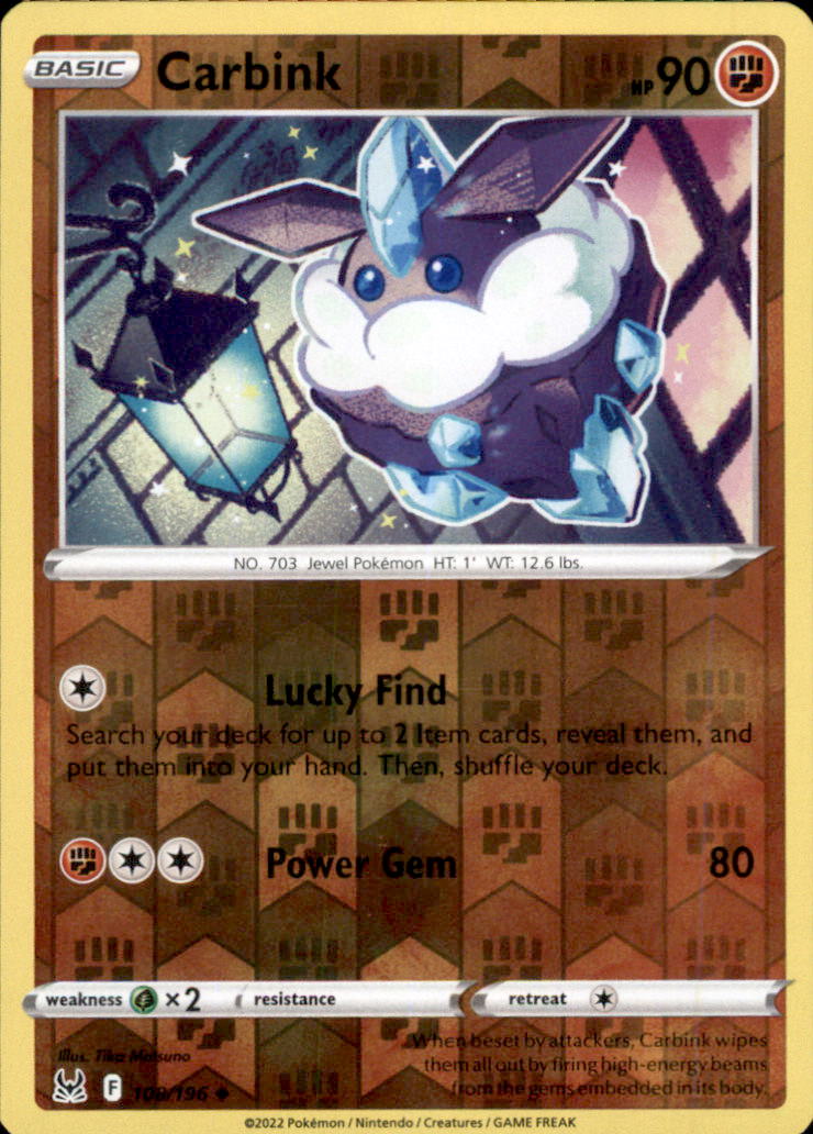 Carbink Reverse Holo Uncommon SWSH11: Lost Origin 108/196 NM