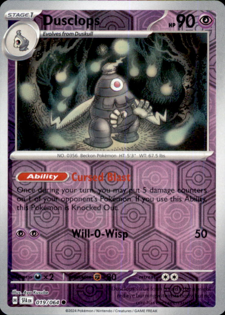 Dusclops Reverse Holo Common SV: Shrouded Fable 019/064 NM