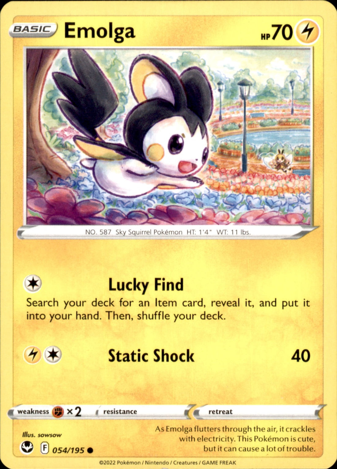 Emolga Common SWSH12: Silver Tempest 054/195 NM