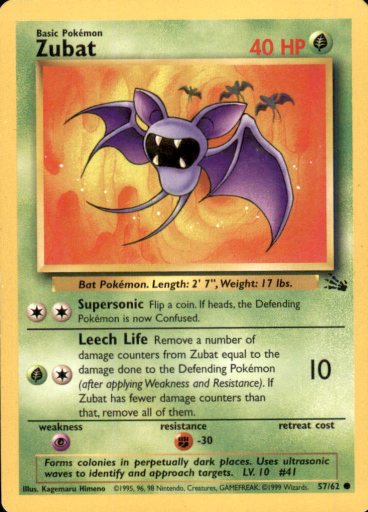 Zubat Unlimited Common Fossil 57/62 LP