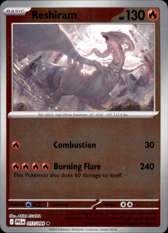 Reshiram Reverse Holo Rare ME02: Phantasmal Flames 017/094 NM