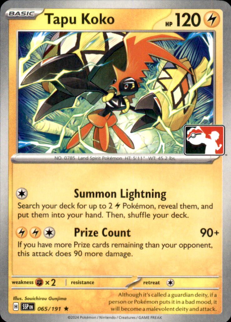 Tapu Koko Rare Prize Pack Series Cards 065/191 NM