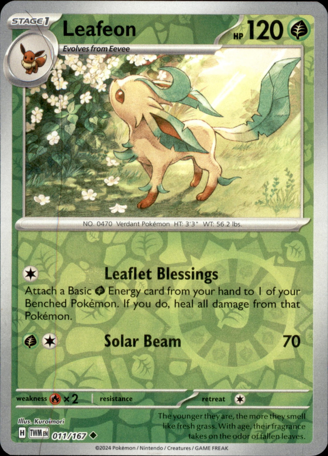 Leafeon Reverse Holo Uncommon SV06: Twilight Masquerade 011/167 NM