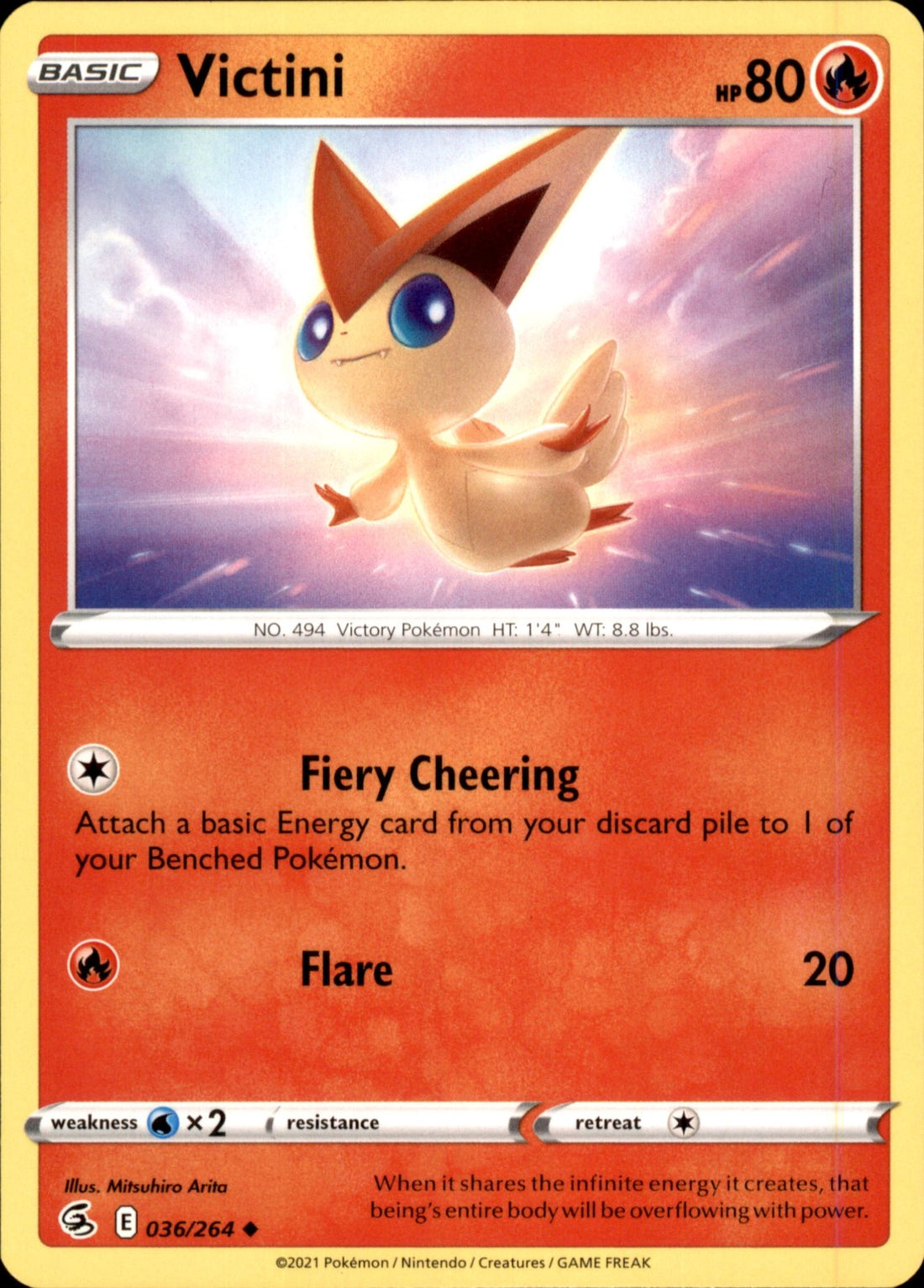 Victini Uncommon SWSH08: Fusion Strike 036/264 NM