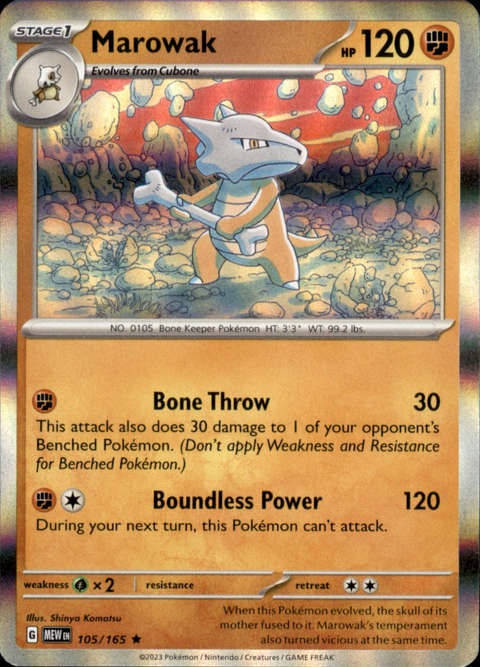 Marowak Holo Rare SV: Scarlet & Violet 151 105/165 NM