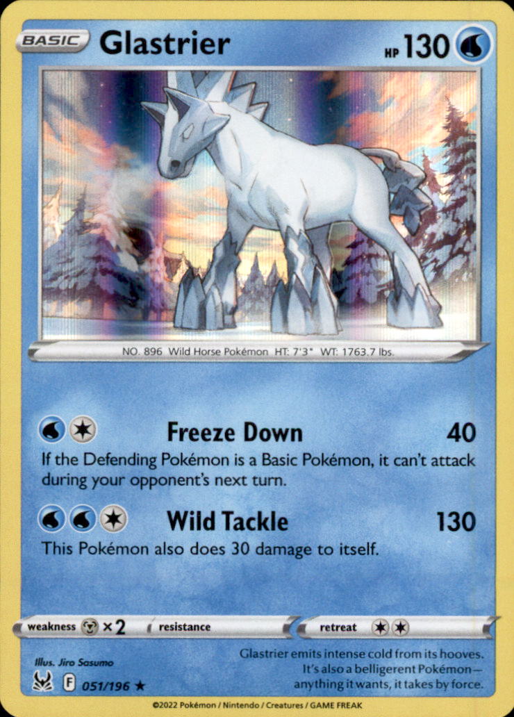 Glastrier Reverse Holo Holo Rare SWSH11: Lost Origin 051/196 NM