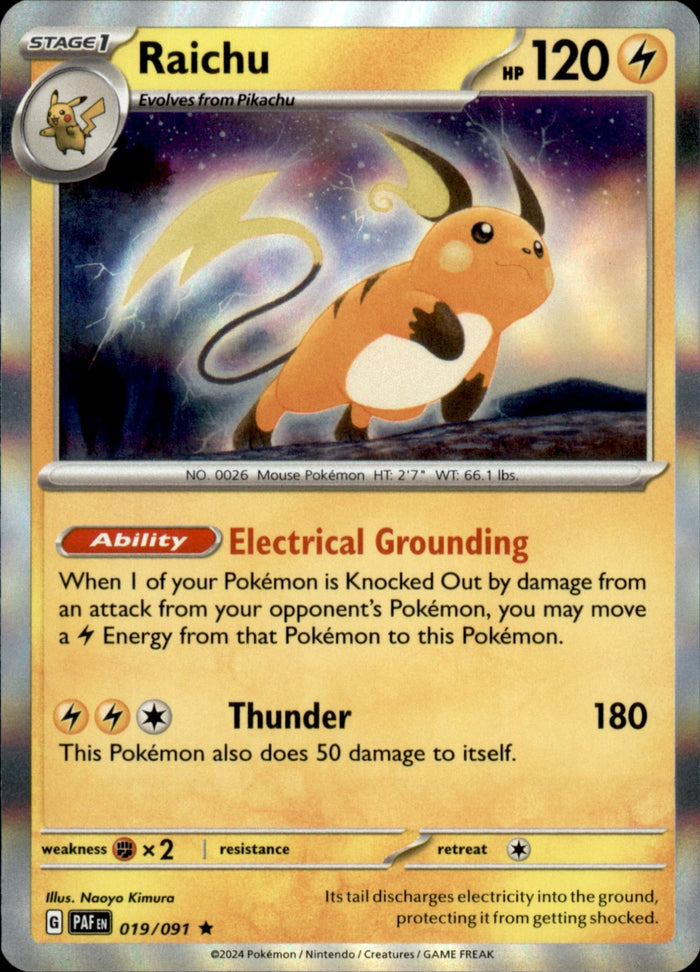 Raichu Holo Rare SV: Paldean Fates 019/091 NM