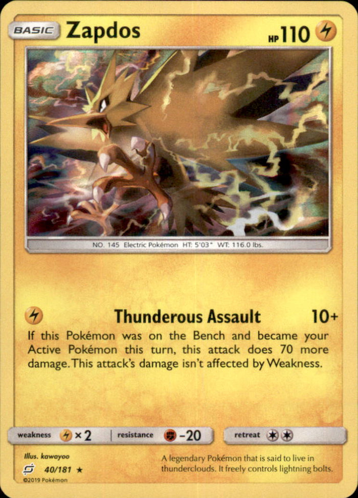 Zapdos Holo Rare SM - Team Up 40/181 NM