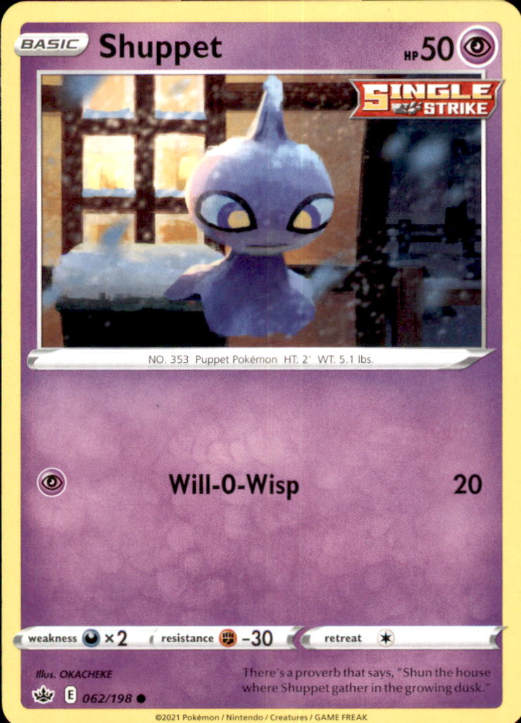 Shuppet Common SWSH06: Chilling Reign 062/198 NM