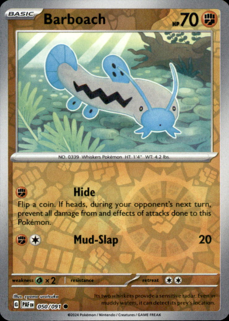 Barboach Reverse Holo Common SV: Paldean Fates 050/091 NM