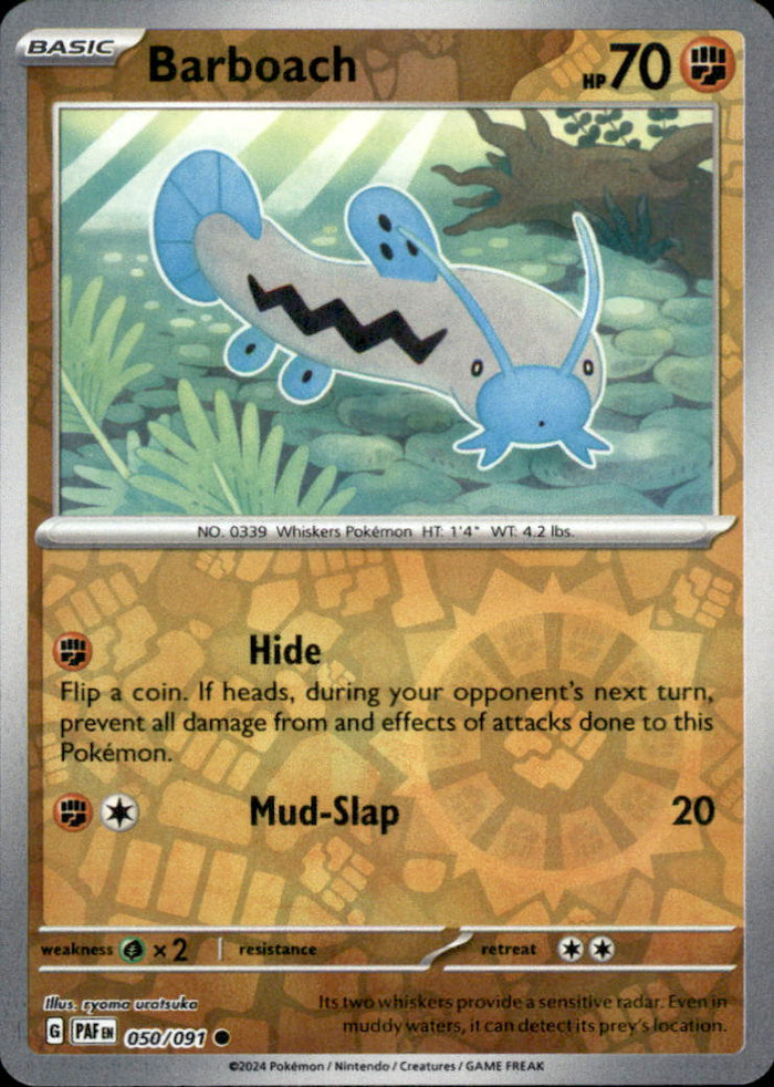 Barboach Reverse Holo Common SV: Paldean Fates 050/091 NM