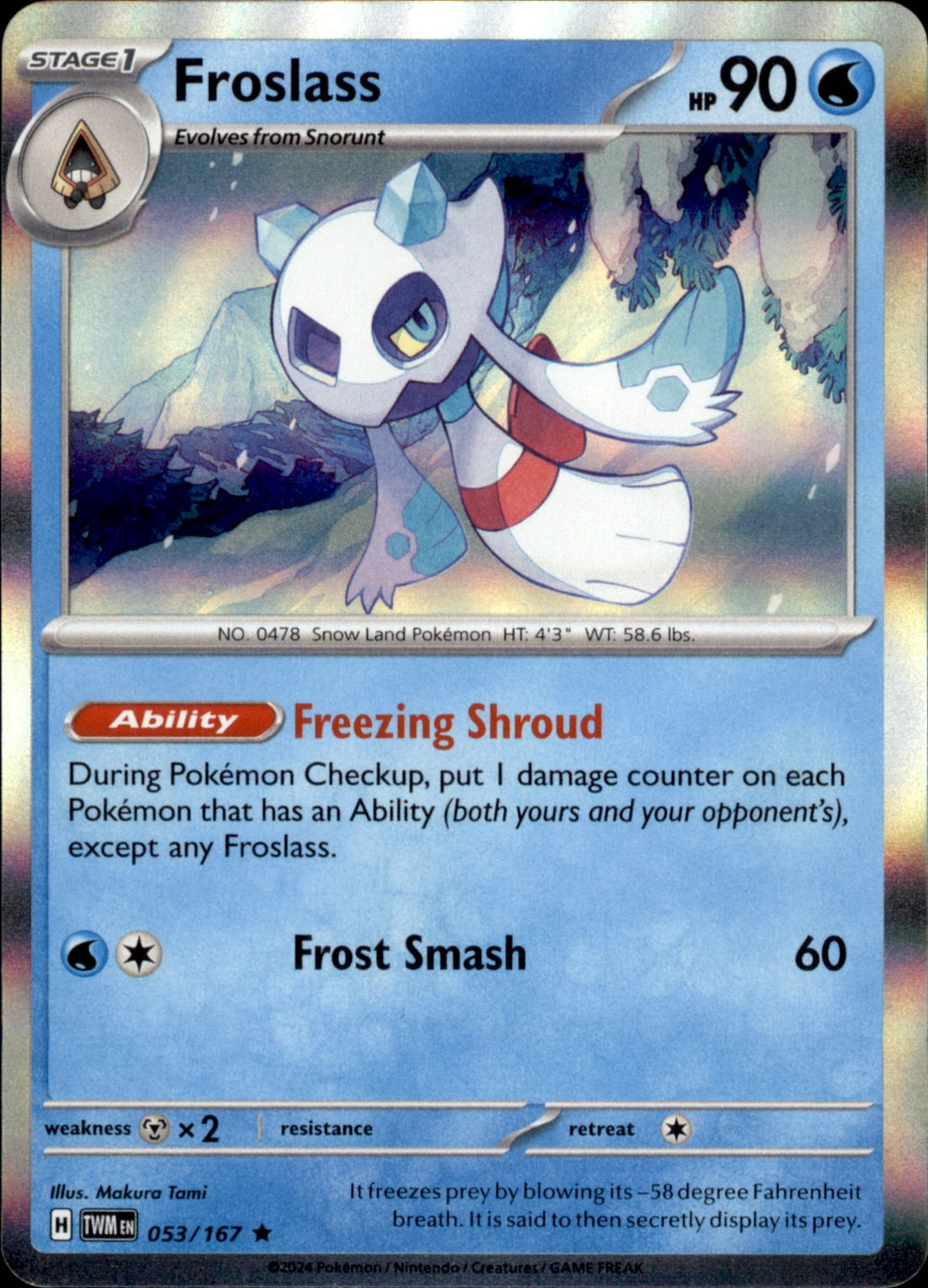 Froslass Holo Rare SV06: Twilight Masquerade 053/167 NM