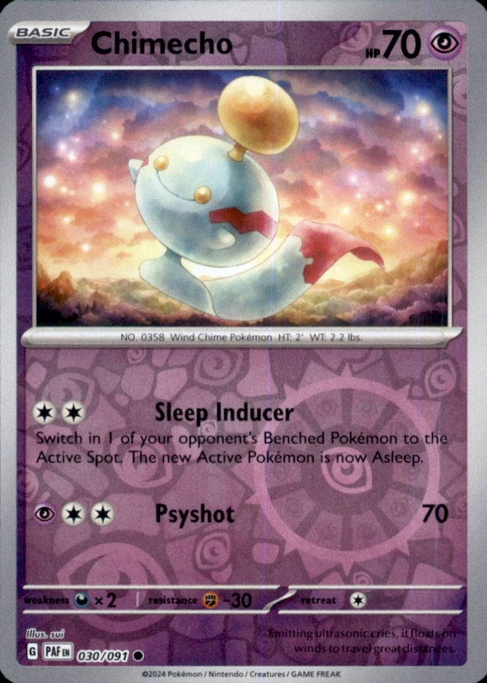 Chimecho Reverse Holo Common SV: Paldean Fates 030/091 NM