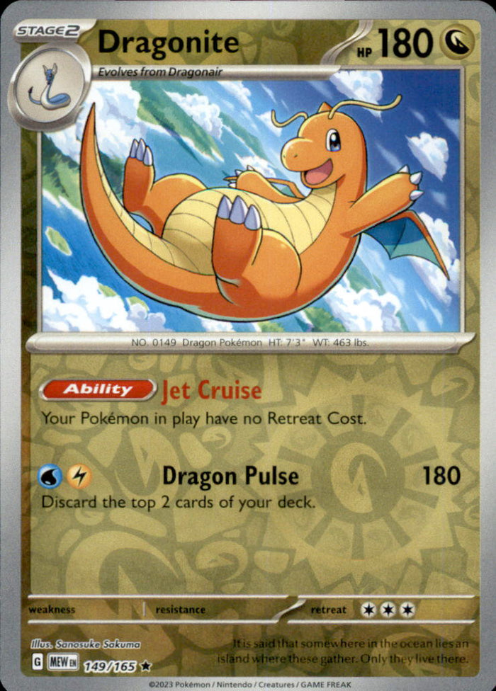 Dragonite Reverse Holo Rare SV: Scarlet & Violet 151 149/165 NM
