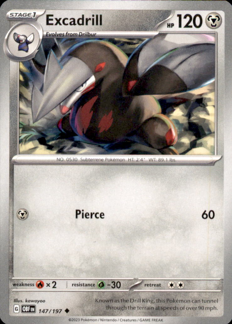 Excadrill Uncommon SV03: Obsidian Flames 147/197 NM