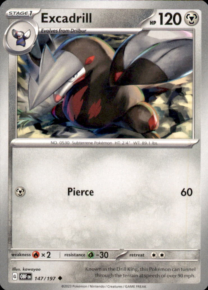 Excadrill Uncommon SV03: Obsidian Flames 147/197 NM
