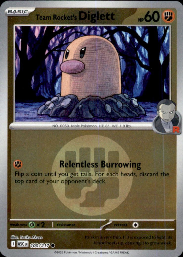 Team Rocket's Diglett (Energy Symbol Pattern) Reverse Holo Common ME: Ascended Heroes 100/217 NM