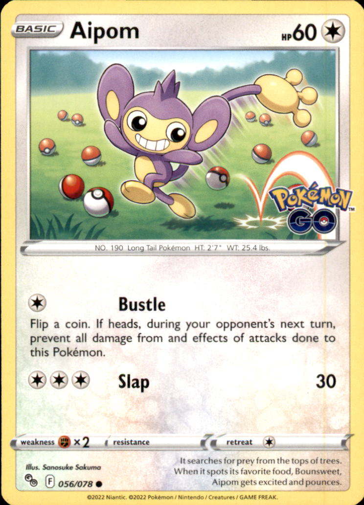 Aipom Common Pokemon GO 056/078 NM