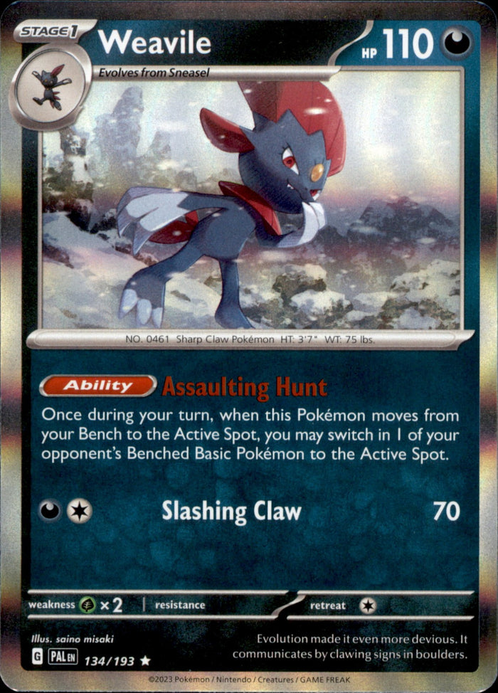 Weavile Holo Rare SV02: Paldea Evolved 134/193 NM