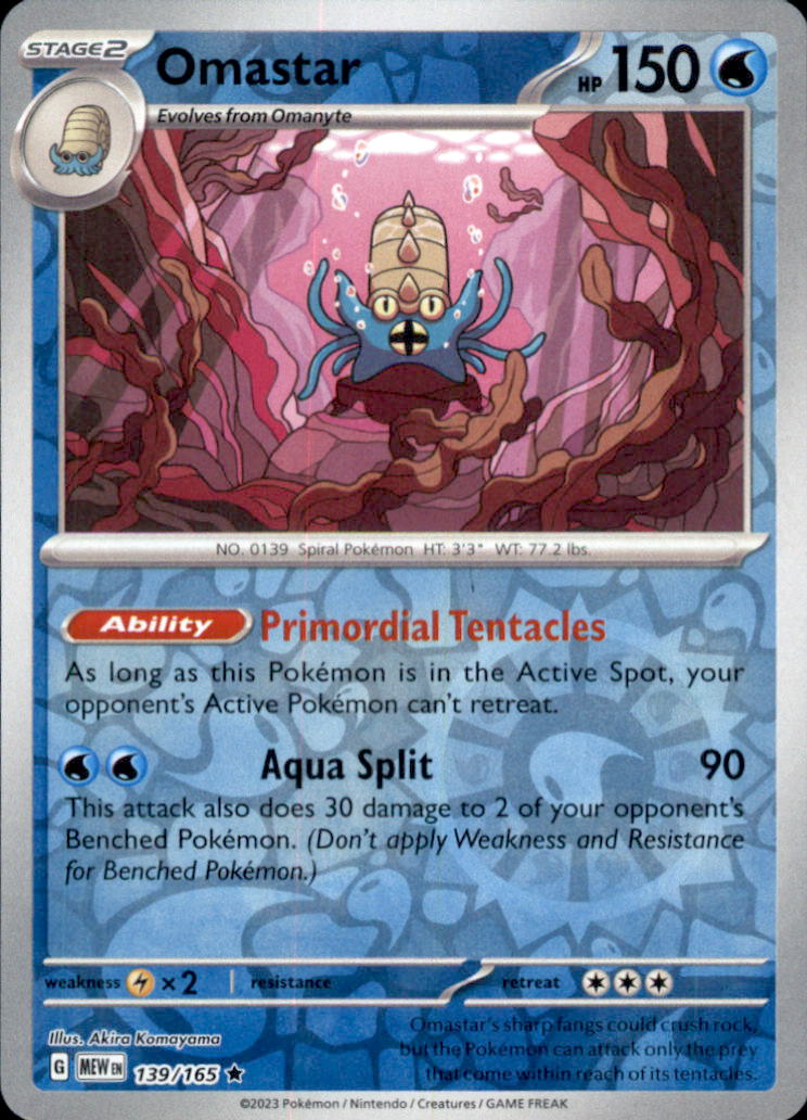 Omastar Reverse Holo Rare SV: Scarlet & Violet 151 139/165 NM