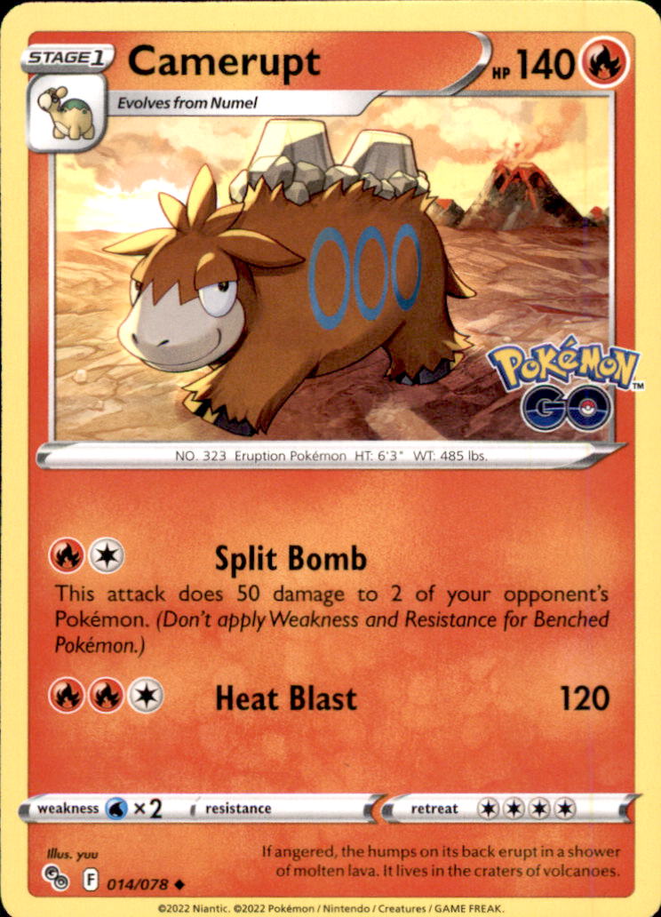 Camerupt Uncommon Pokemon GO 014/078 NM