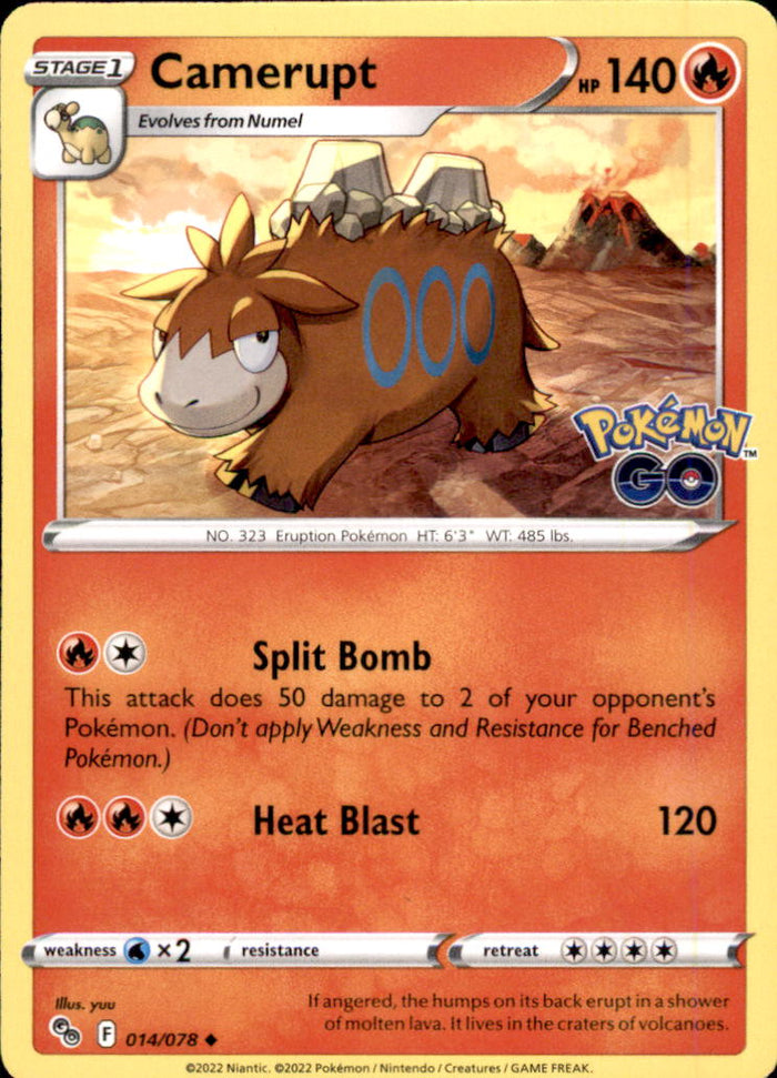 Camerupt Uncommon Pokemon GO 014/078 NM
