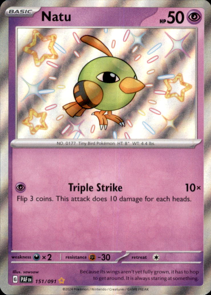 Natu Holo Shiny Rare SV: Paldean Fates 151/091 NM