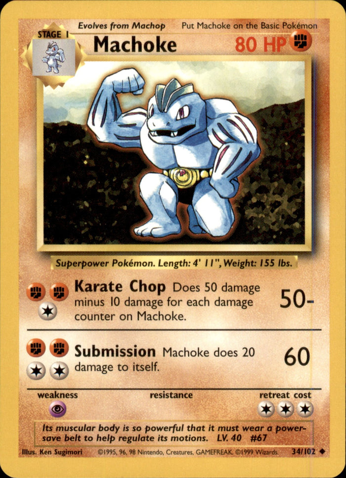 Machoke Uncommon Base Set 034/102 NM