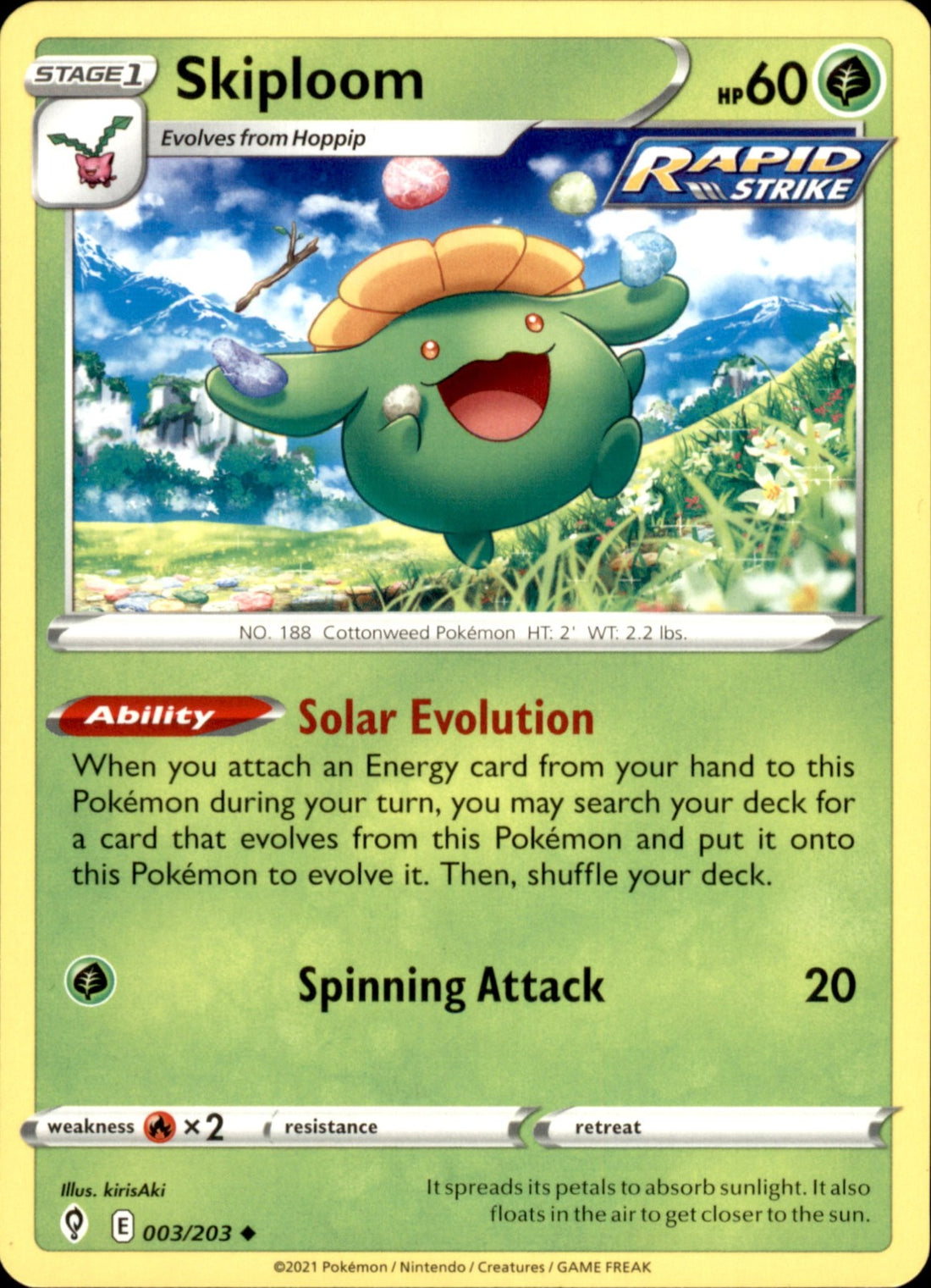 Skiploom Uncommon SWSH07: Evolving Skies 003/203 NM