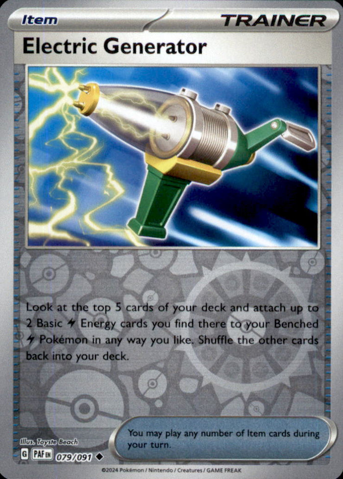Electric Generator Reverse Holo Uncommon SV: Paldean Fates 079/091 NM
