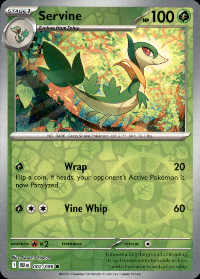 Servine Reverse Holo Common SV: Black Bolt 002/086 NM