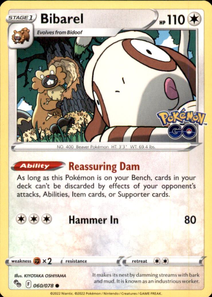 Bibarel Common Pokemon GO 060/078 NM