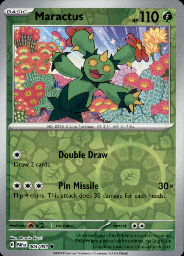Maractus Reverse Holo Common SV: Paldean Fates 003/091 NM