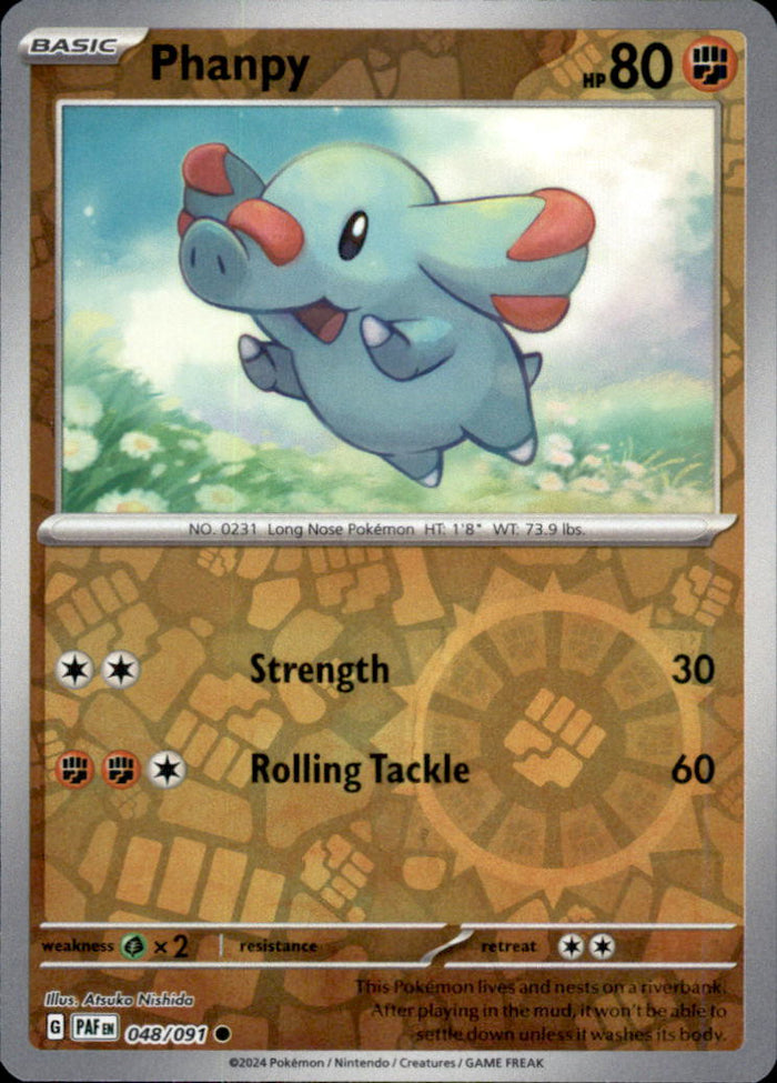 Phanpy Reverse Holo Common SV: Paldean Fates 048/091 NM
