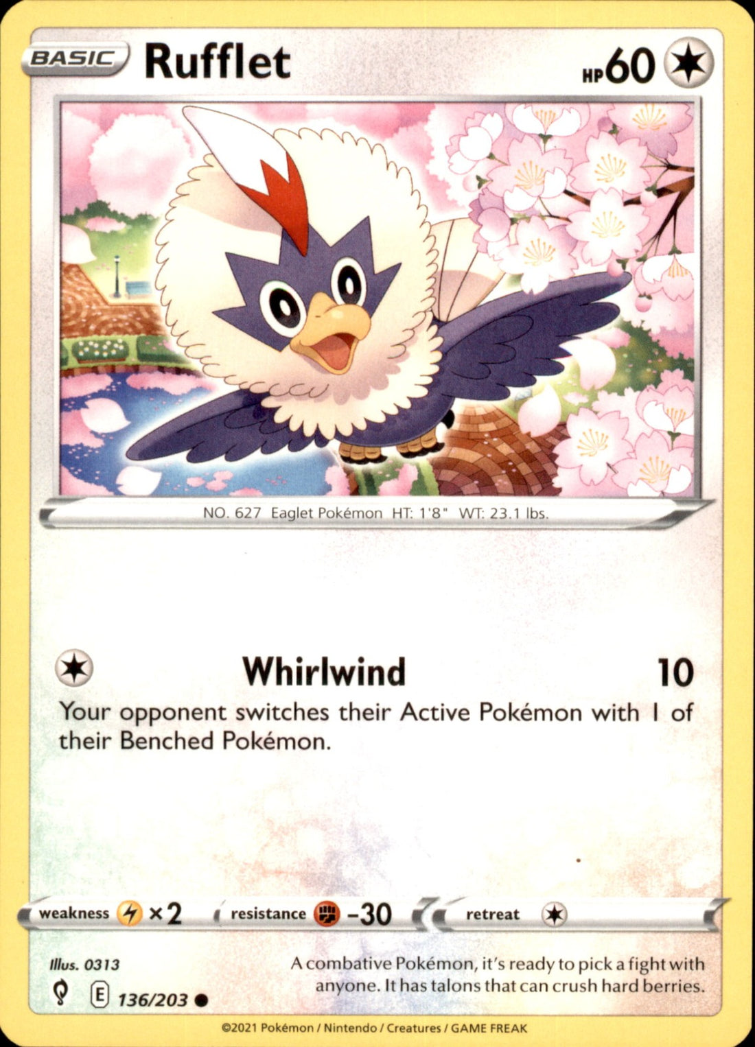 Rufflet Common SWSH07: Evolving Skies 136/203 NM