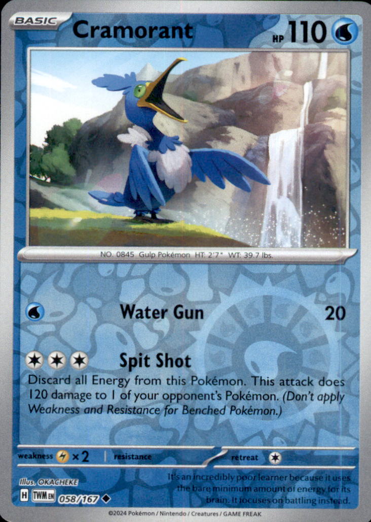 Cramorant Reverse Holo Uncommon SV06: Twilight Masquerade 058/167 NM