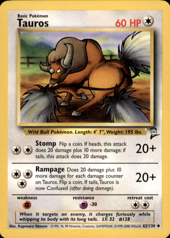Tauros Uncommon Base Set 2 062/130 LP