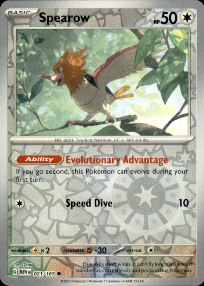 Spearow Reverse Holo Common SV: Scarlet & Violet 151 021/165 NM