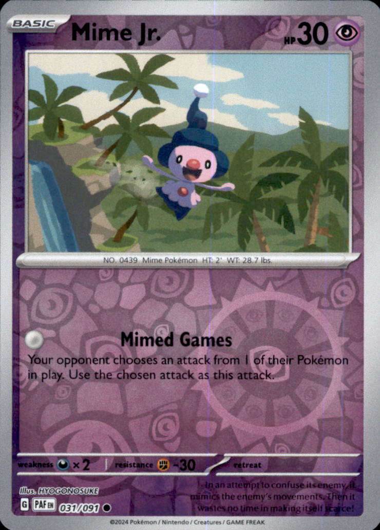 Mime Jr. Reverse Holo Common SV: Paldean Fates 031/091 NM