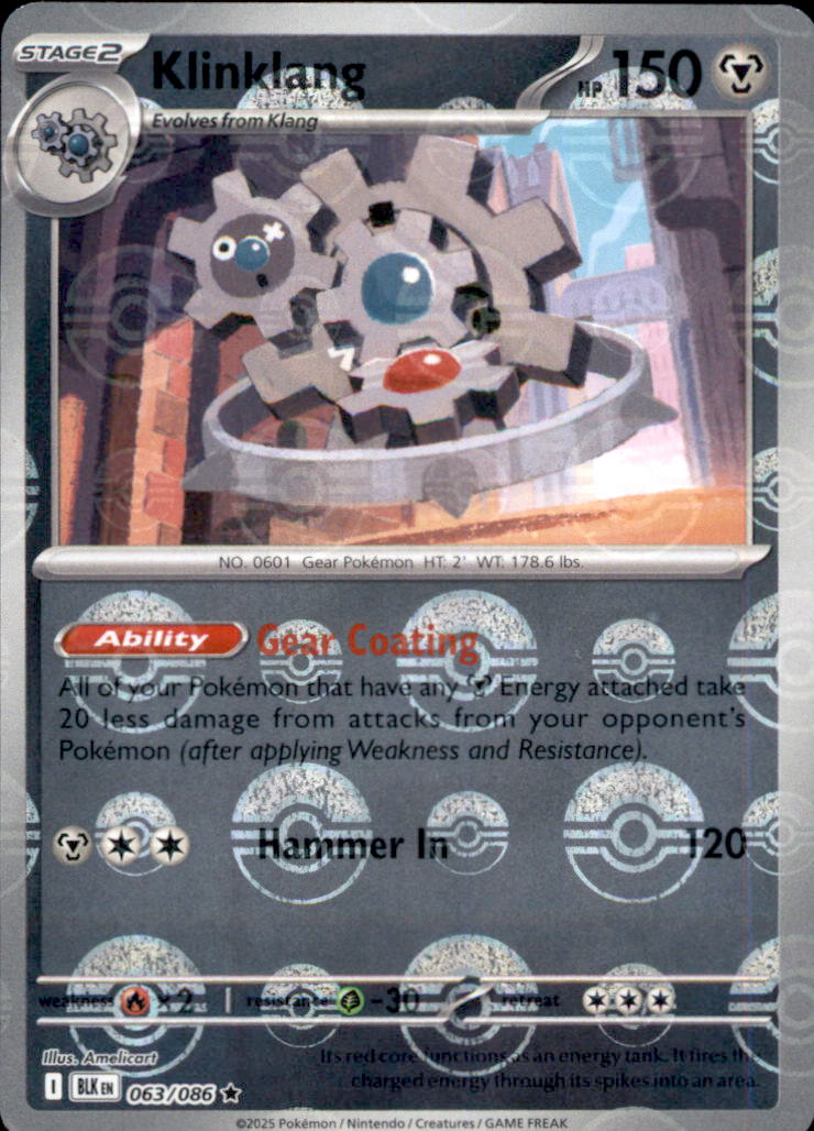 Klinklang (Poke Ball Pattern) Holo Rare SV: Black Bolt 063/086 NM